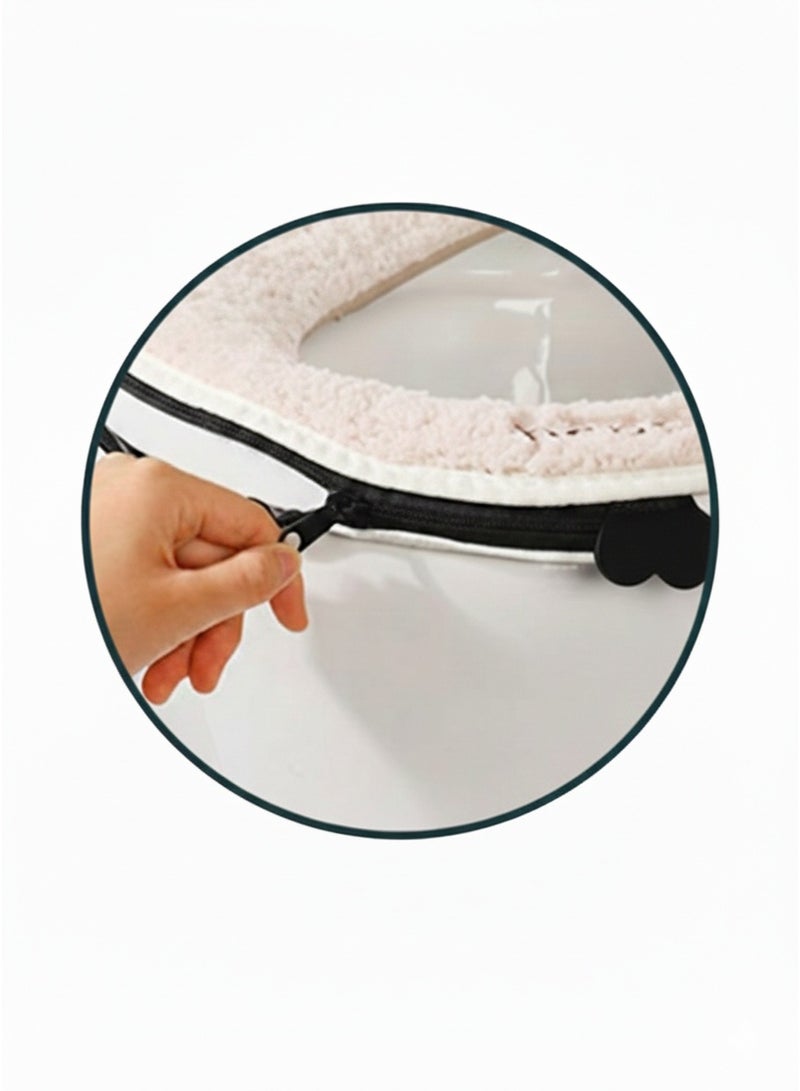 Stylish Padded Toilet Seat Cover with Handle – Waterproof Winter Cushion, Zipper Design, Soft and Comfortable Toilet Seat Accessory - Image 2